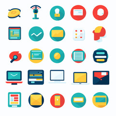 Flat Design Icon Set: Business, Technology, Communication and Interface