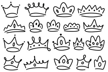crown queen king line outline doodle hand drawing sketch