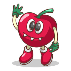 Funny doodle fruit cartoon with cute expression
