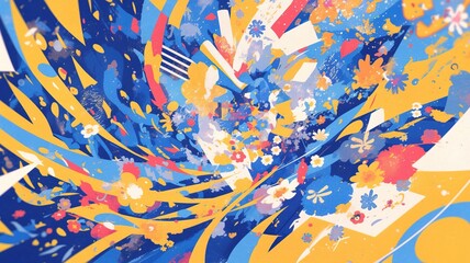 Fototapeta premium Whimsical floral swirl design, abstract art background, website banner