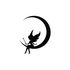 Obraz premium Creative fairy moon silhouette vector art illustration.