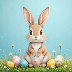 easter bunny with easter eggs