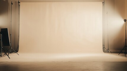 Empty beige studio photography backdrop
