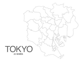 Obraz premium 東京都23区白地図
