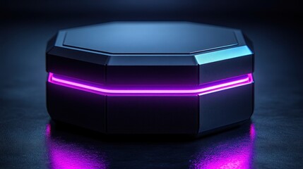 Glowing Octagon Platform, Dark Studio