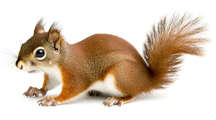 Obraz premium Red Squirrel Profile Against White Background