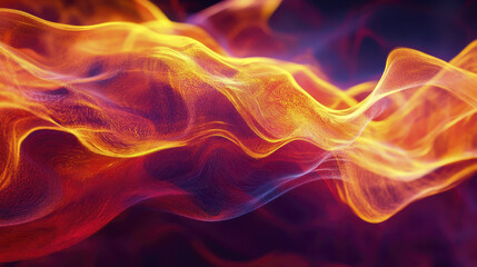 Fototapeta premium Vibrant energy waves in fiery colors create immersive visual experience, showcasing dynamic movement and fluidity. interplay of red, orange, and yellow evokes warmth and intensity