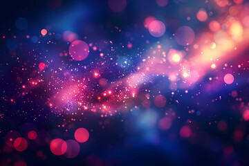 Abstract cosmic background with colorful bokeh lights and shimmering stars in a dreamy space