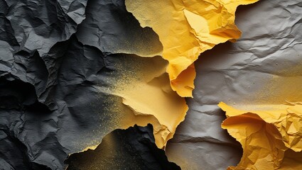 Obsidian goldenrod yellow color gradient kraft paper grainy rough texture banner panoramic background