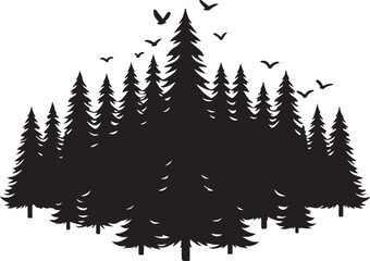 Obraz premium tree group silhouette victor design isolated on the white background.
