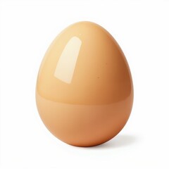 Oval Shaped Pale Brown Object Resembling a Chicken Egg on a White Background with Soft Shadow