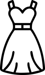 Women's dress icon, Silhouette, and Line Art Vector Illustration