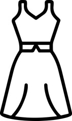 Women's dress icon, Silhouette, and Line Art Vector Illustration