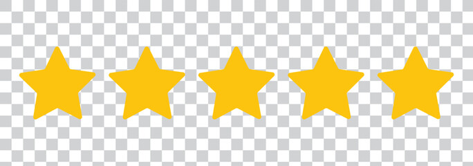 Five star rating. Product review flat icon for apps and websites