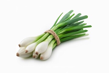 Green onions or spring onion isolated on white background with clapping path full of depth of field 