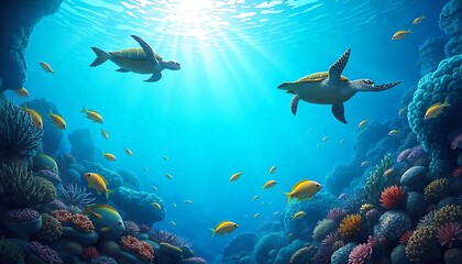 Obraz premium Underwater Paradise: A Glimpse into Marine Life