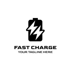Fast charging battery, Electric charge icon, Isolated on black background, Vector illustration