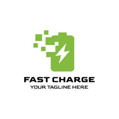 Fast charging battery, Electric charge icon, Isolated on black background, Vector illustration