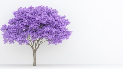Obraz premium Vibrant jacaranda tree in full bloom against minimalist white background