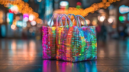 Online retailer analyzing monthly profit margins with holographic data projections, isolated on a brown background