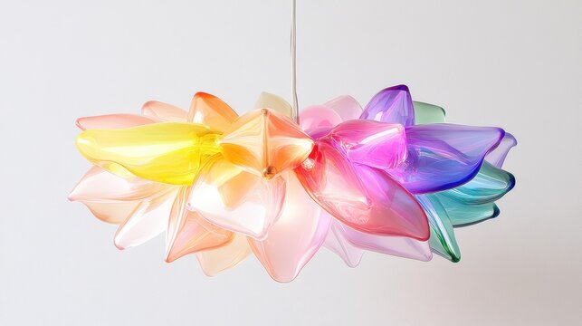Colorful glass flower chandelier with modern artistic design