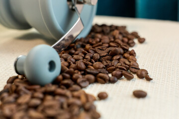 coffee beans and cup