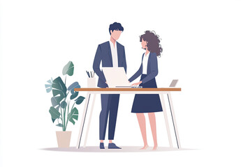 illustration is ideal for business presentations, marketing materials, or team-building concepts. It conveys teamwork, professionalism, and a positive work environment