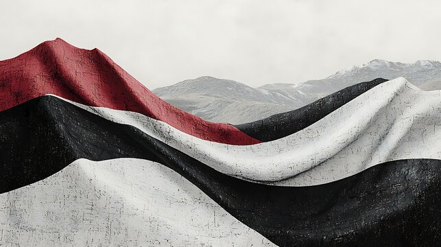 Stylized minimalist flag with abstract shapes forming a dynamic look