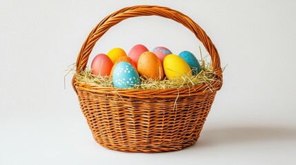 Easter Basket Full of Decorated Eggs Festive Celebration Holiday