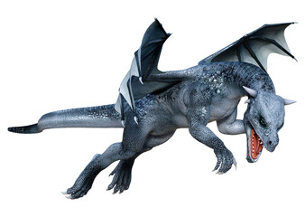 3D Rendering Fairy Tale Dragon on White