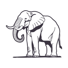 Fototapeta premium Graceful Elephant Silhouette Line Art Vector Illustration