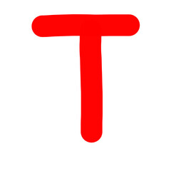 Text design red colour, 3d bold character vector,T - Textural Texts