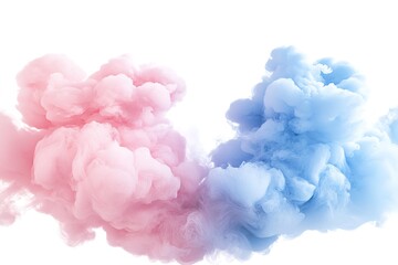 Fototapeta premium Dreamy Pastel Cloud Clipart: Soft Pink and Blue Fluffy Cloud Illustration, Perfect for Baby Shower Invitations, Children's Book Illustrations, Website Design, Social Media Graphics, Branding Elements,