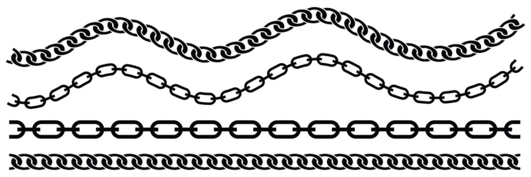  set of chains shape silhouette pattern, seamless repeatable isolated background. chain icon. eps 888.