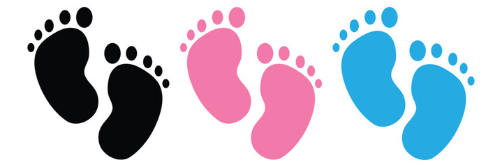 silhouette of baby feet icon over white background. vector illustration. Baby footprints icon isolated on white background. Baby feet sign. Set icons colorful. Vector Illustration. 8888