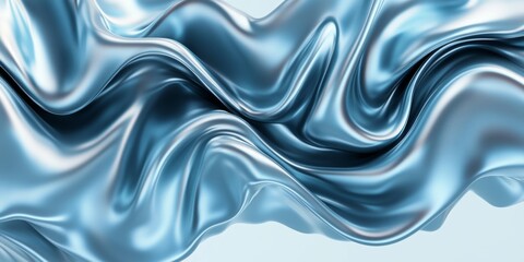 Fototapeta premium Abstract Light Blue Satin Fabric With Soft Waves, Elegant Minimalist Textile Background For Design