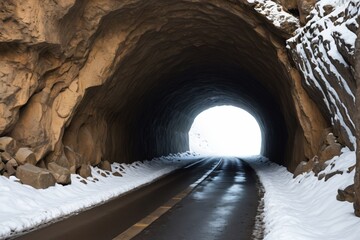 Naklejka premium there is a tunnel with a road going through it