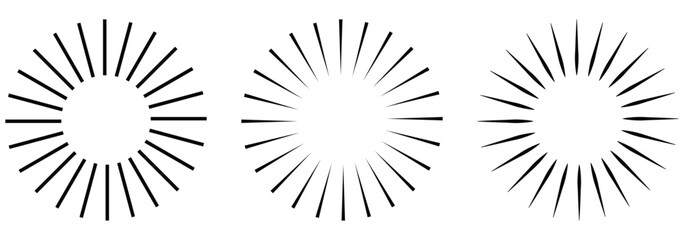 Vintage sunburst collection. Bursting golden sun rays. Fireworks. Logotype or lettering design element. Radial sunset beams. Vector illustration. sunburst icon.