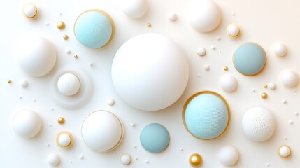Soft light illuminates pastel spheres elegantly arranged. AI Generated