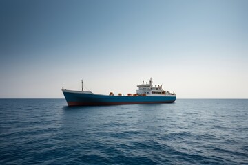 Fototapeta premium arafly looking boat in the middle of the ocean with a sky background