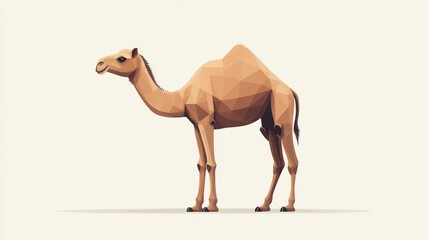 A cute, cartoonish camel illustration isolated on a white background, with exaggerated features and a friendly expression