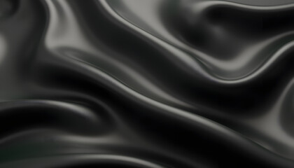 Elegant black silk fabric with smooth waves and luxurious texture for backgrounds or designs