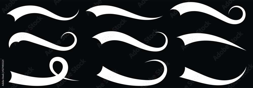Fototapete big set of swoosh vector. hand drawn swoosh elements, and swoop underline typography tails shape in 