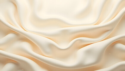 Obraz premium Soft cream silk fabric with elegant folds and smooth texture for backgrounds or design projects 