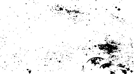 Abstract texture dust particle and dust grain on white background. Old grunge black texture. Dark weathered overlay pattern sample on transparent background. Screen background. Vector.