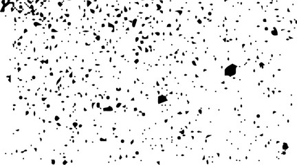 Abstract texture dust particle and dust grain on white background. Old grunge black texture. Dark weathered overlay pattern sample on transparent background. Screen background. Vector.