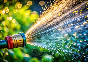 Abstract spray from a garden hose nozzle, a visual blur.