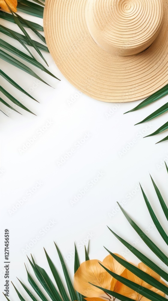 Sticker Tropical leaf backgrounds outdoors.