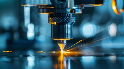 Close-up of laser beam cutting through transparent material, symbolizing precision and advanced technology.