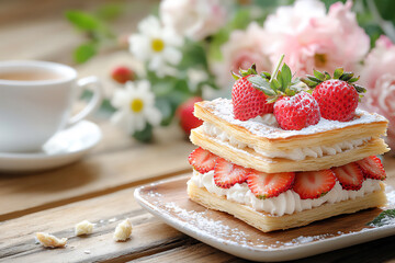  strawberry mille-feuille rustic